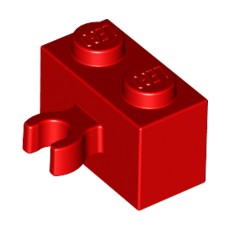 Red Brick, Modified 1 x 2 with Vertical Clip