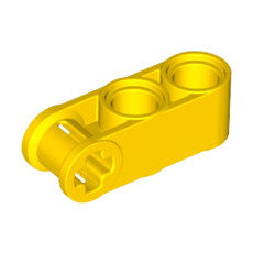 Yellow Technic, Axle and Pin Connector Perpendicular 3L with 2 Pin Holes