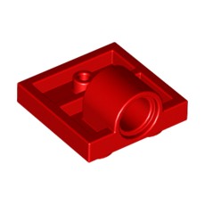 Red Plate, Modified 2 x 2 with Pin Hole - Full Cross Support Underneath