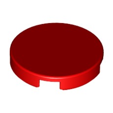 Red Tile, Round 2 x 2 with Bottom Stud Holder