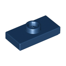 Dark Blue Plate, Modified 1 x 2 with 1 Stud with Groove and Bottom Stud Holder (Jumper)