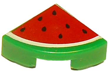 Green Tile, Round 1 x 1 Quarter with Watermelon Pattern