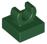 Dark Green Tile, Modified 1 x 1 with Open O Clip