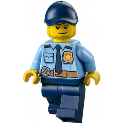 Police - City Shirt with Dark Blue Tie and Gold Badge, Dark Tan Belt with Radio, Dark Blue Legs, Dark Blue Cap with Hole, Stubble Beard